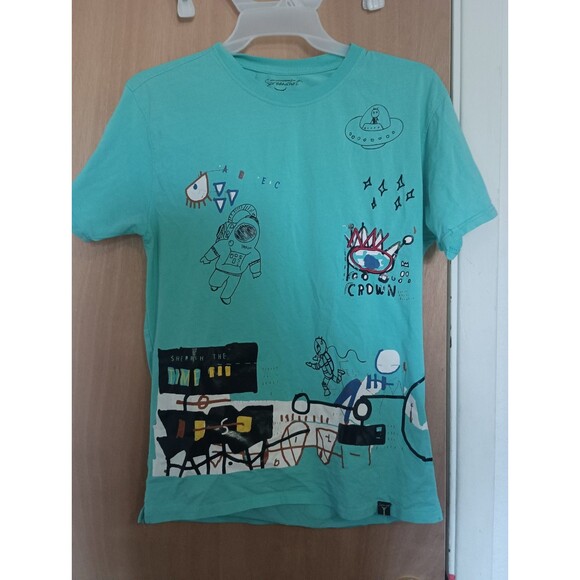 Screenshot Brand Men's Teal Space Graffiti Animation Hiphop T-shirt - Size Large - Picture 1 of 5